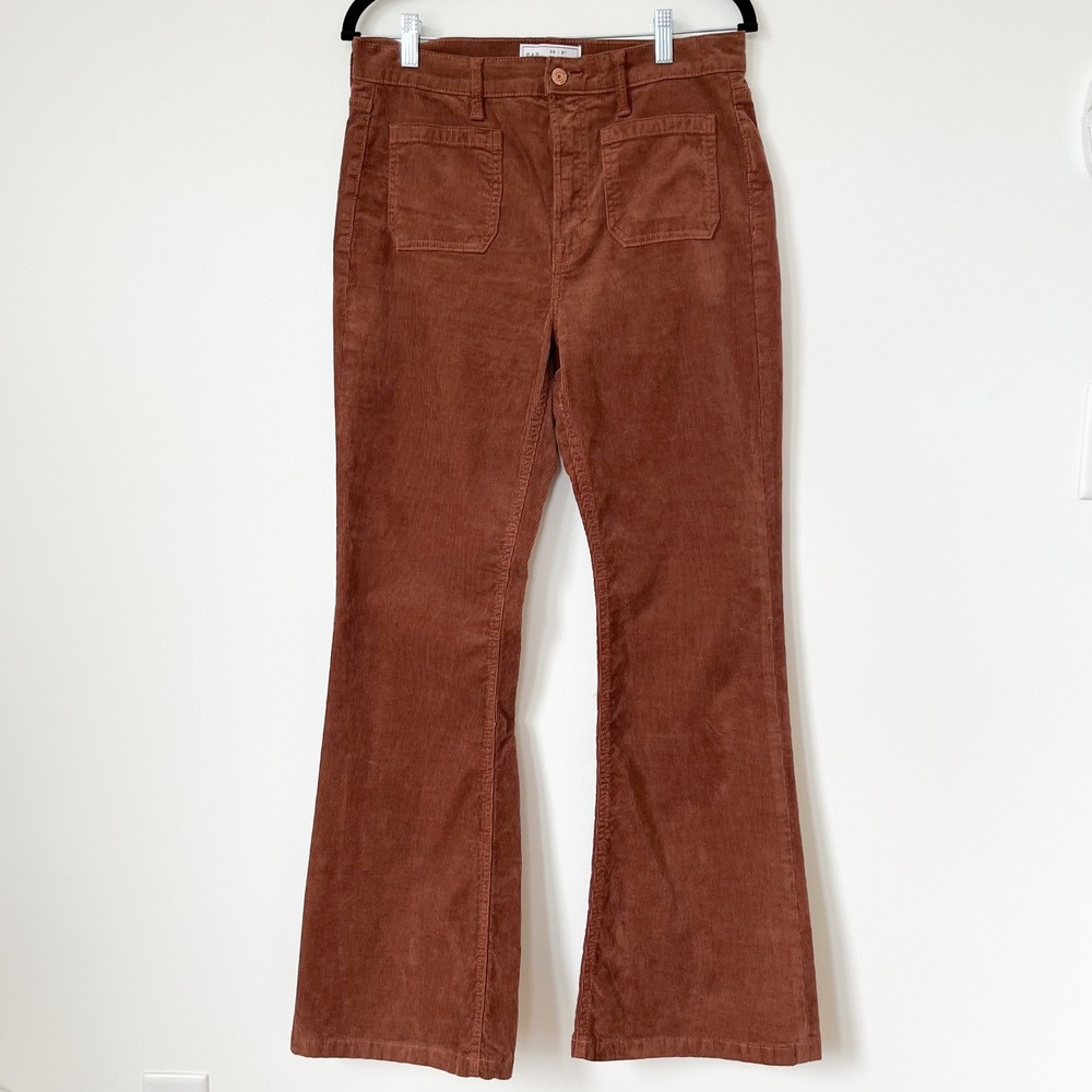 Gap 70s Flare High Rise Corduroy Pants Brown Womens 8 / 29 Short